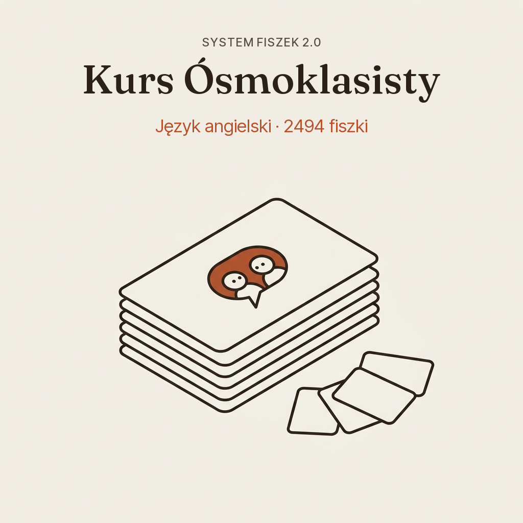 🎓 Język angielski na fiszkach: Kurs Ósmoklasisty (Zestaw)