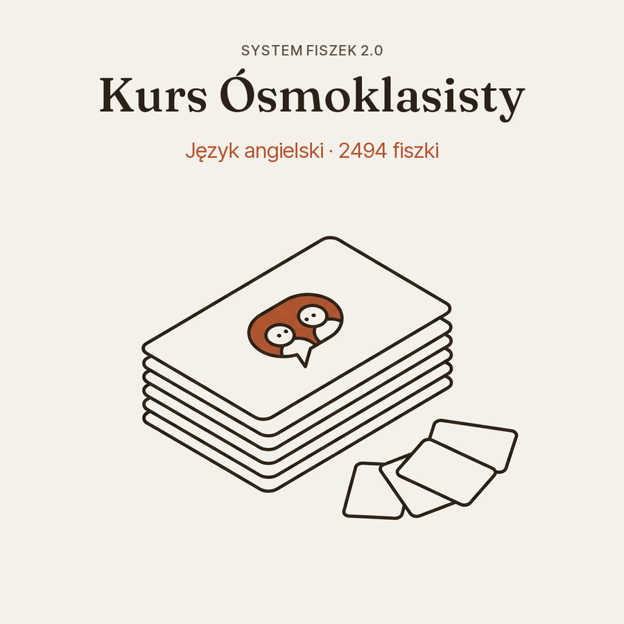 🎓 Język angielski na fiszkach: Kurs Ósmoklasisty (Zestaw)